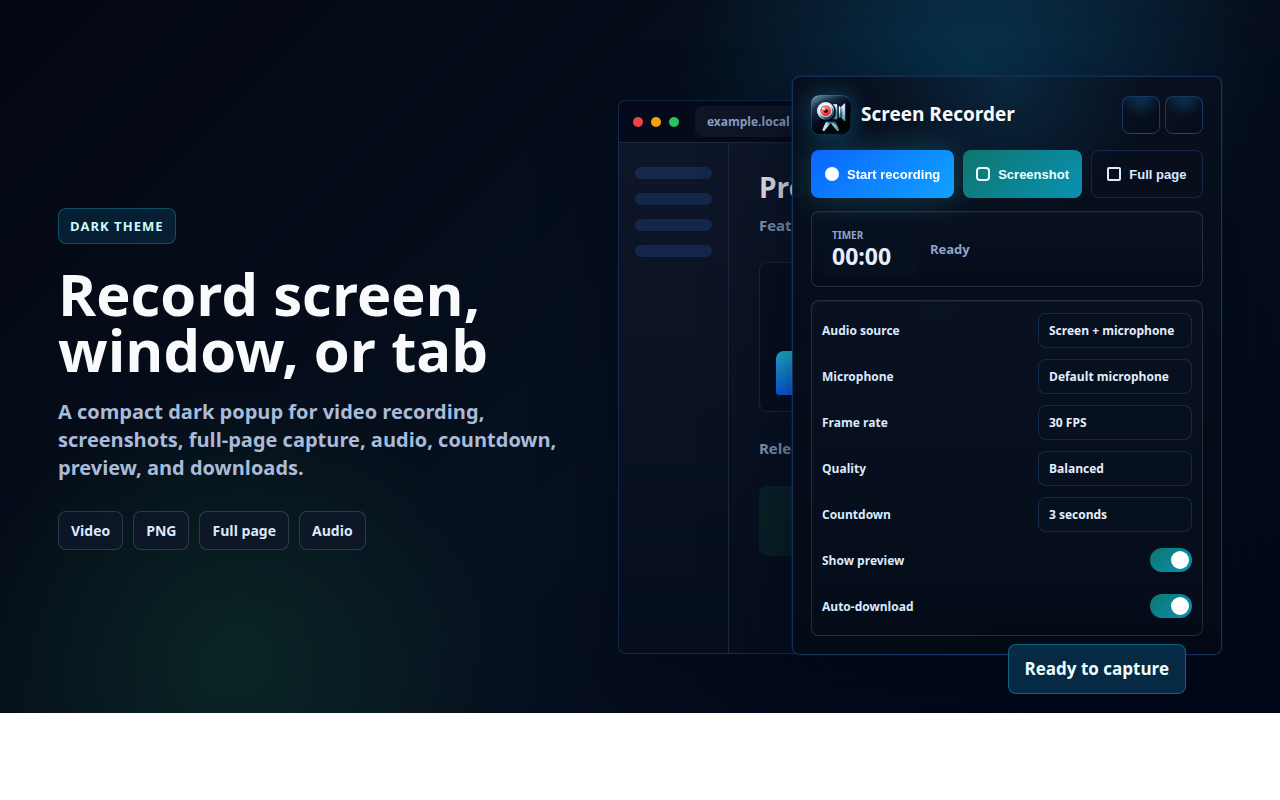Ekran Recorder popup